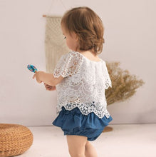 Load image into Gallery viewer, Blue Denim and White Lace Set
