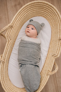 Gray Swaddle with Cap