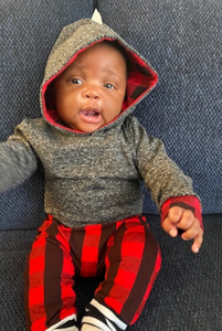 2-piece red and black plaid hoodie set