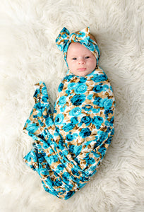 Turquoise and Taupe Swaddle