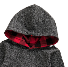Load image into Gallery viewer, 2-piece red and black plaid hoodie set
