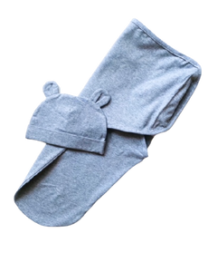 Gray Swaddle with Cap