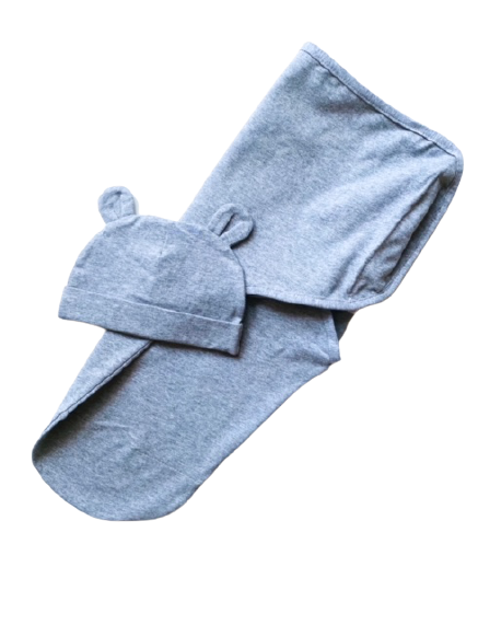 Gray Swaddle with Cap